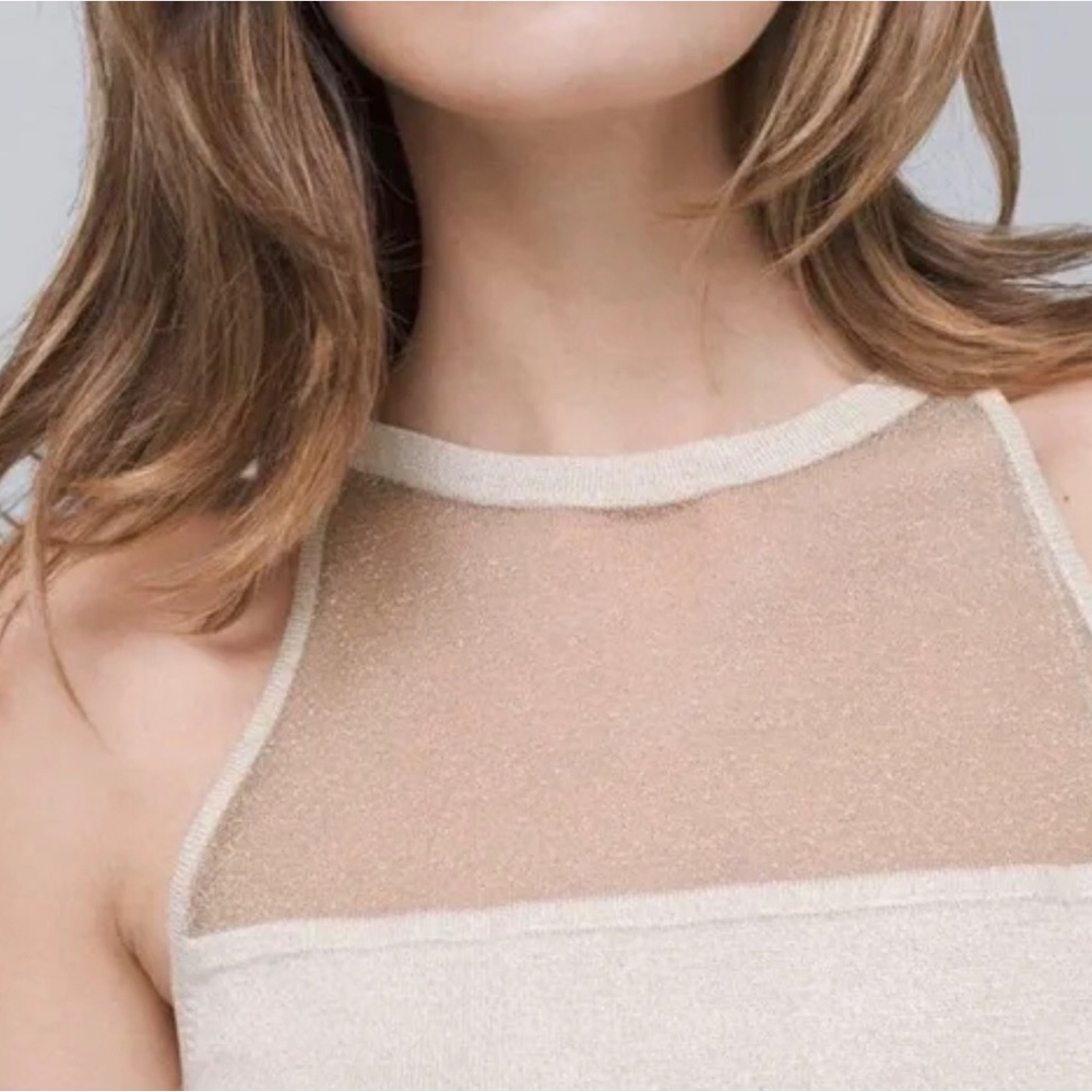 WHBM size M Sheer Yoke Shimmer Tank Top - Picture 2 of 16